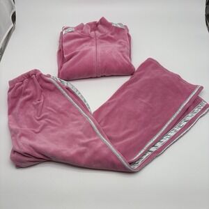 Mary Kay Corporate Promo Avia Pink Velour Tracksuit Set Women's XL Full Zip Y2k